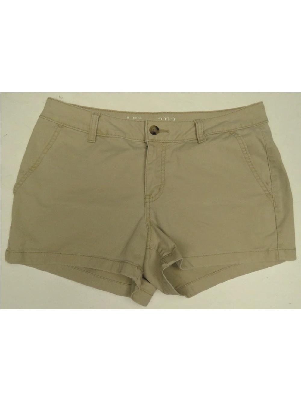 ANA A New Approach Mid Rise Flat Front Stretch Tan Women Shortie Shorts 8